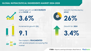Nutraceutical Ingredients Market size is set to grow by USD 9.1 billion from 2024-2028, Health benefits of nutraceutical ingredients to boost the market growth, Technavio