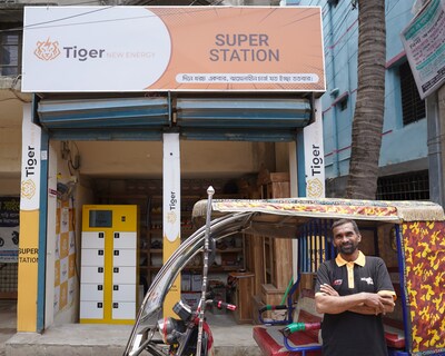 An innovative battery swapping station by Tiger New Energy, empowering rickshaw drivers with affordable and efficient green energy solutions in Bangladesh.