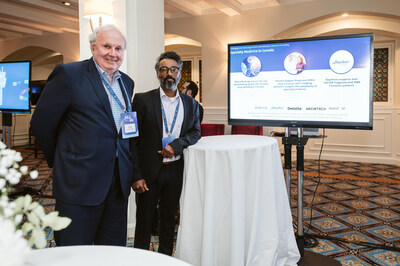 Bayshore President, Stuart Cottrelle, and Dheeraj Paul, Bayshore's Director of Business Transformation attend the Pre-ALL IN Discussions, an exclusive SCALE AI event. Photo credits: SCALE AI/Melanie Olmstead (CNW Group/Bayshore HealthCare)