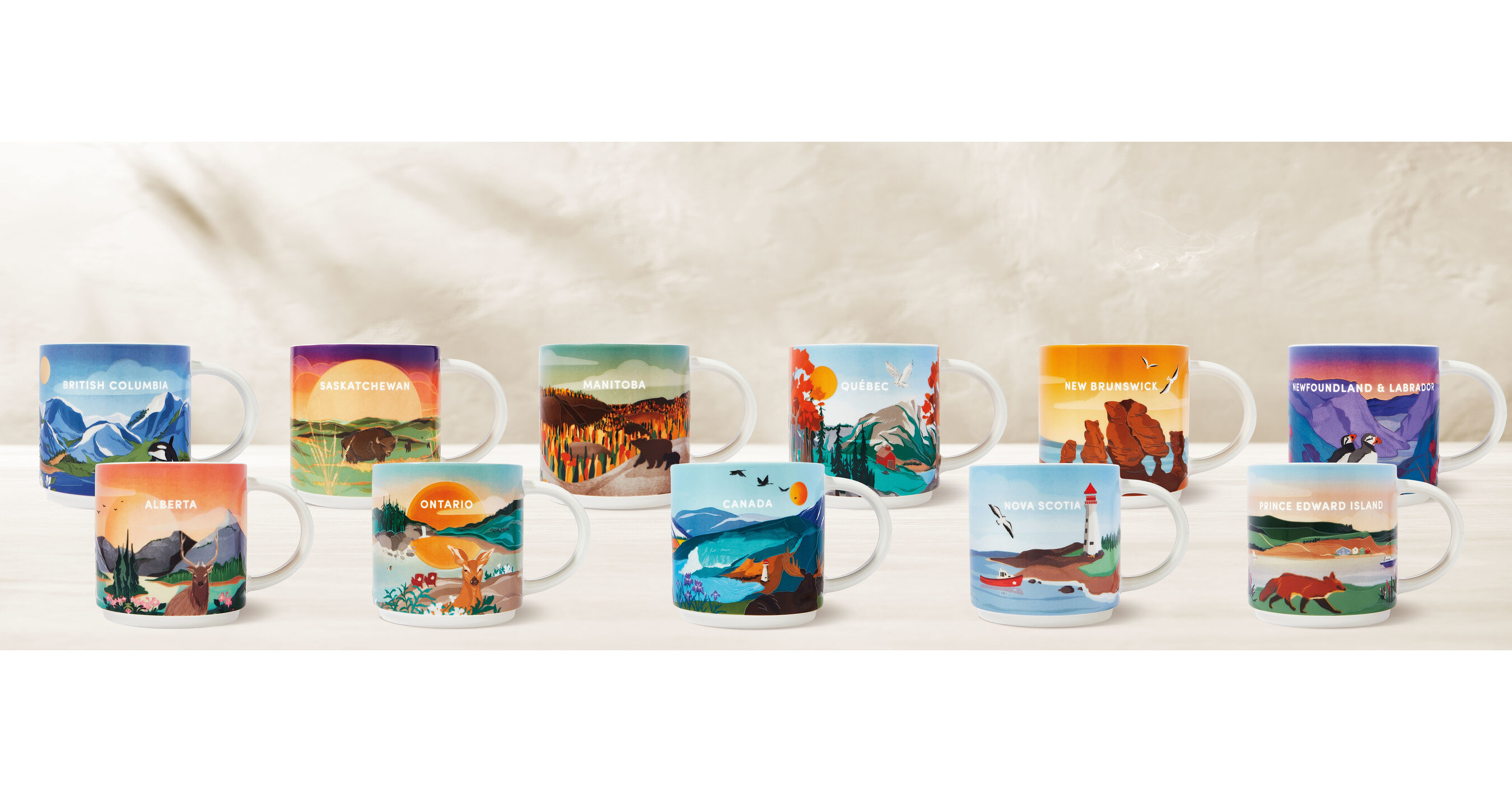 New limited-edition Tim Hortons Travel Collection celebrates the beauty of Canada with collectible mugs for each province and a set of Canada-inspired drinkware