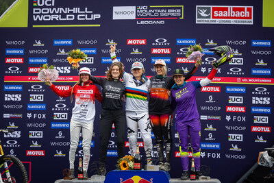 Monster Energy's Marine Cabirou from Millau, France, Takes 5th Place in the Elite Women’s Division at the UCI Downhill Mountain Bike World Cup in Saalfelden Leogang, Austria