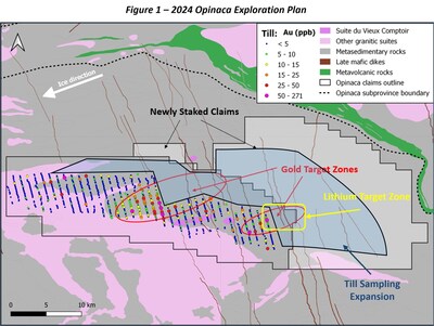 Figure 1 - 2024 Opinaca Exploration Plan (CNW Group/Targa Exploration Corp.)
