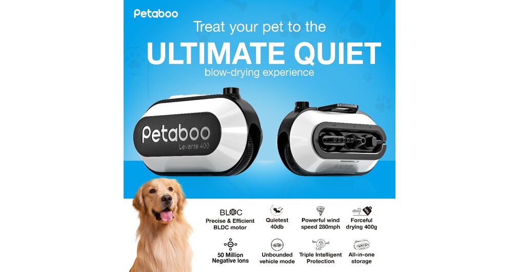 Petaboo The Quietest 40 dB Pet Blow Dryer Officially Launches in the U