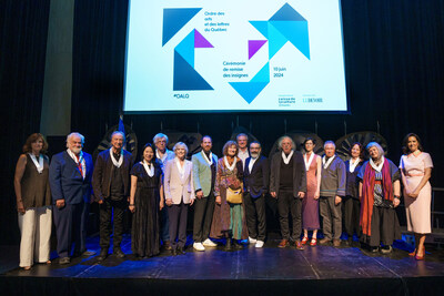 Compagnes and Compagnons des arts et des lettres du Québec 2024. From left to right: Louise Sicuro, Roland Smith, Claude Dubois, Alice Ming Wai Jim, André Forcier, Hélène Dorion, Jérôme Dupras, Rosie Godbout, Sylvain Lafrance (chair of the Ordre des arts et des lettres du Québec), Jean-François Pauzé, Michel Goulet, Menka Nagrani, William Tagoona, Linda Gaboriau, Susie Napper and Sophie Fouron (host of the evening). (CNW Group/Conseil des arts et des lettres du Québec) Compagnes and Compagnons des arts et des lettres du Québec 2024. From left to right: Louise Sicuro, Roland Smith, Claude Dubois, Alice Ming Wai Jim, André Forcier, Hélène Dorion, Jérôme Dupras, Rosie Godbout, Sylvain Lafrance (chair of the Ordre des arts et des lettres du Québec), Jean-François Pauzé, Michel Goulet, Menka Nagrani, William Tagoona, Linda Gaboriau, Susie Napper and Sophie Fouron (host of the evening). (CNW Group/Conseil des arts et des lettres du Québec)