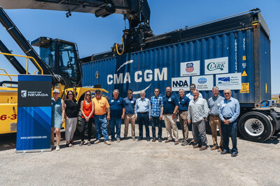 Port of Nevada and IRG team members pose for pictures during the project kickoff celebration for the intermodal inland port site.