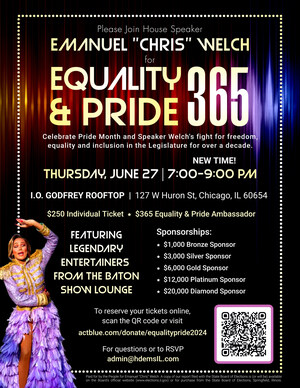 IL House Speaker Emanuel "Chris" Welch Brings Back Pride Month Celebration June 27th
