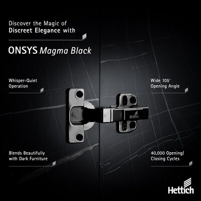 New Launch: Onsys Magma Black Hinge for Dark Wood Furniture