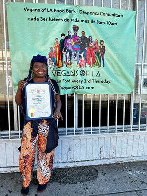 WOMAN CREATES THE FIRST VEGAN FOOD BANK IN LOS ANGELES AND ONE OF FEW IN THE WORLD: GENERATING FOOD SECURITY WHILE SERVING COMPASSION, INCREASING HOPE, AND ENCOURAGING PLANETARY SUSTAINABILITY AND UNITY