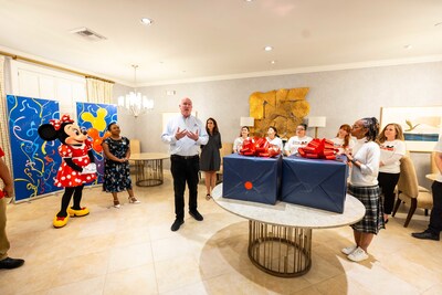 Fisher House Foundation President, David Coker, welcomes Disney VoluntEARS and Minnie Mouse to the Long Beach Fisher House in Long Beach, Calif., Tuesday, June 4, 2024. (Photo credit: Disney)