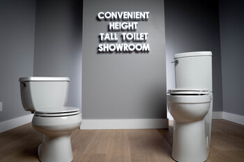 regular toilet vs. Convenient Height tall toilet