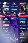 Monster Energy's Marine Cabirou Takes 2nd Place in the Elite Women’s Division at the UCI Downhill Mountain Bike World Cup in Val Di Sole, Italy (PRNewsfoto/Monster Energy)