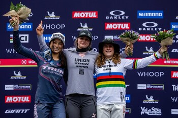 Monster Army Rider Erice van Leuven Earns Third Place in the Junior Women’s Division at the UCI Downhill Mountain Bike World Cup in Val Di Sole, Italy (PRNewsfoto/Monster Energy)