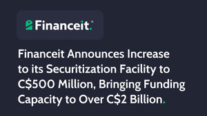 Financeit Announces Increase to its Securitization Facility to C$500 Million, Bringing Funding Capacity to Over C$2 Billion