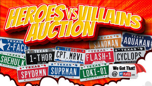 My Plates "Heroes vs Villains" Auction featuring 25 Comic Book Superheroes and Villains in a bidding war!