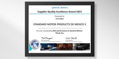 Standard Motor Products Receives General Motors Supplier Quality Excellence Award