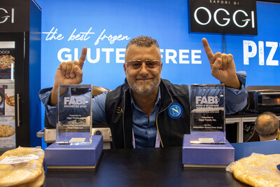 Stefano Cataldo of OGGI Foods celebrates award wins at the 2024 FABI Awards