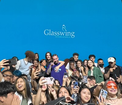 Valentina Ferrer and J Balvin with Glasswing students in NYC