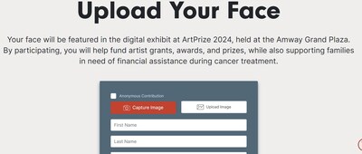 Example of landing page where users will upload their facial image