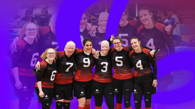 A team of six athletes has been nominated to represent Canada in the women’s goalball tournament at the Paris 2024 Paralympic Games (L-R): Brieann Baldock, Amy Burk, Maryam Salehizadeh, Whitney Bogart, Emma Reinke, Meghan Mahon) PHOTO: Canadian Paralympic Committee (CNW Group/Canadian Paralympic Committee (Sponsorships))