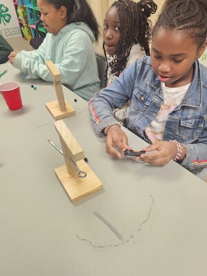 Children doing a STEM project at the Boys and Girls Club.