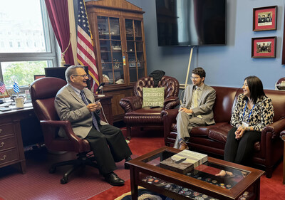 Congressman Gus Bilirakis and his Senior Policy Advisor Chris Jones speak with Alisha Harper during a meeting on Capitol Hill June 13, 2024.