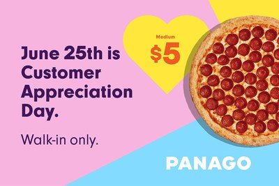 On Tuesday, June 25 customers can get a medium Cupperoni Overload or Cheese pizza for just $5. Walk in only. 11am-4pm. All Toronto Panago Pizza locations. (CNW Group/Panago Pizza Inc.)