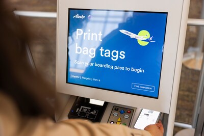 As soon as guests enter our bright and airy lobby, they’ll scan their boarding pass at our bag tag stations to print their bag tags.