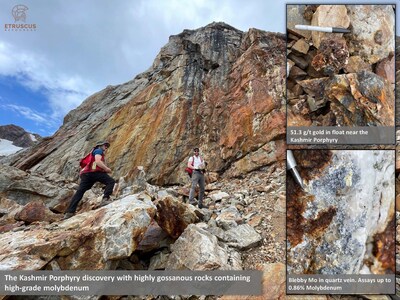 Figure 5 – Photos of Kashmir Showing and Rock Samples (CNW Group/Etruscus Resources Corp.)