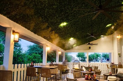 High-pressure misting system company aerMist launches its newest cooling technology, the 300A misting system, offering unparalleled cooling efficiency in dry climates for restaurants (pictured), schools, outdoor venues like pickleball courts, and private homes.