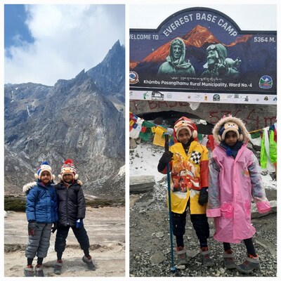 7-Year-Old Twins Aarav and Aarvi Shatter Records, Reaching Everest Base Camp