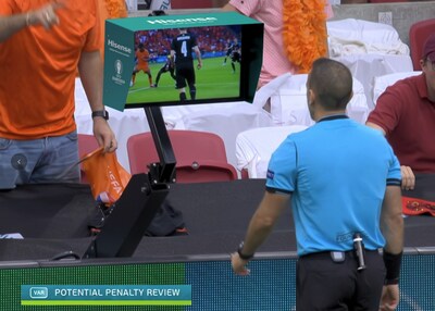 Hisense a été nommé fournisseur officiel d’écrans dotés de la technologie d’assistance vidéo à l’arbitrage lors de l’EURO 2024™ de l’UEFA (PRNewsfoto/Hisense)