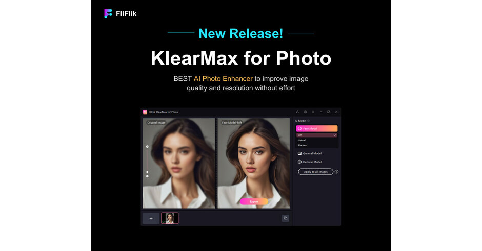 Free AI Photo Enhancer FliFlik KlearMax for Photo, Limited Time Free for New Release!