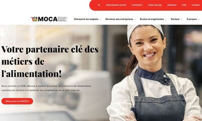 Image d'accueil du nouveau site web du CSMOCA (Groupe CNW/Comité sectoriel de main-d'oeuvre du commerce de l'alimentation)