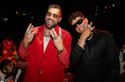Kansas City Chiefs players, Travis Kelce and Patrick Mahomes, pose with their multiple Super Bowl rings. Photo credit: Chiefs
