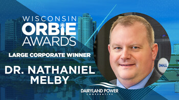 Large Corporate ORBIE Winner, Dr. Nathaniel Melby of Dairyland Power Cooperative