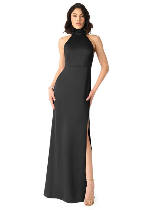 azazie blake bridesmaid dress Black Crepe Mermaid Gown With 3D Flowers