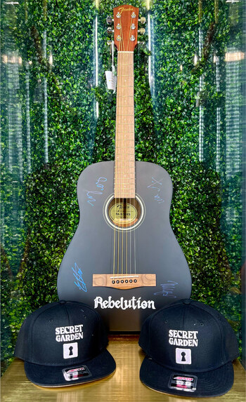 Custom Guitar, Signed by Rebelution for a Secret Garden Campaign with American Weed Co.