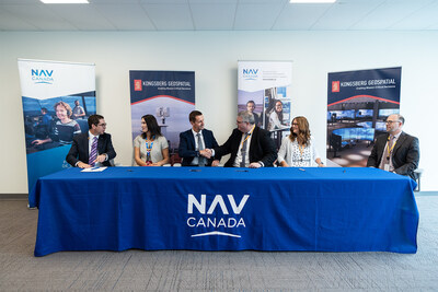 Agreement Signatories from left to right  NAV CANADA: Dave Sheppard, VP & Chief Strategy Officer (acting), Amanda Sarginson, VP & Chief Legal Officer and Corporate Secretary (acting), Mark Cooper, VP & Chief Technology and Information Office  Kongsberg Defence & Aerospace: Kjetil Reiten Myhra, Executive Vice President Defence Systems  Kongsberg Geospatial: Tania Hume, Chief Financial Officer, Jordan Freed, President and Managing Director (CNW Group/NAV CANADA)