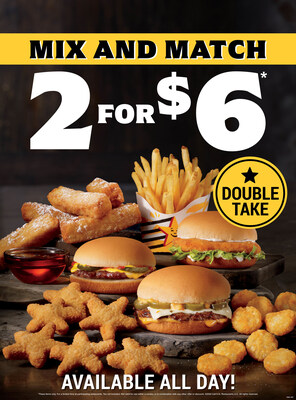 2 for $6 Double Take, mix-and-match value meal, available now through August 13