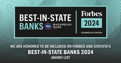Manasquan Bank is honored to be named number one in New Jersey on Forbes’ List of "America's Best-In-State Banks" for 2024