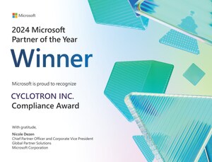 Cyclotron recognized as the winner of 2024 Microsoft Compliance Partner of the Year