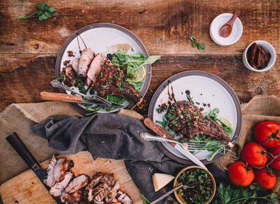 Juicy grilled veal chops with sundried tomato gremolata.