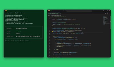 Daytona: Remote Workspace created via terminal & opened in Local VS Code. Image Credits: Daytona