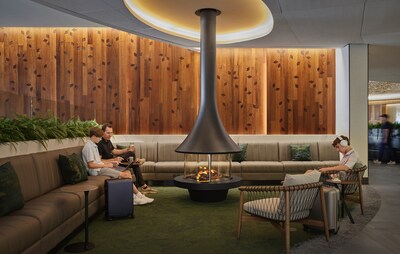 The Club offers guests a first-of-its-kind experience with a micro-climate fireplace, designed to create the illusion of a campfire using water vapor and lighting.