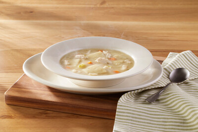 New Chicken n' Dimplin soup features homestyle dumplins with shredded chicken, celery, carrots and onions in a savory broth. *Available at select locations only.