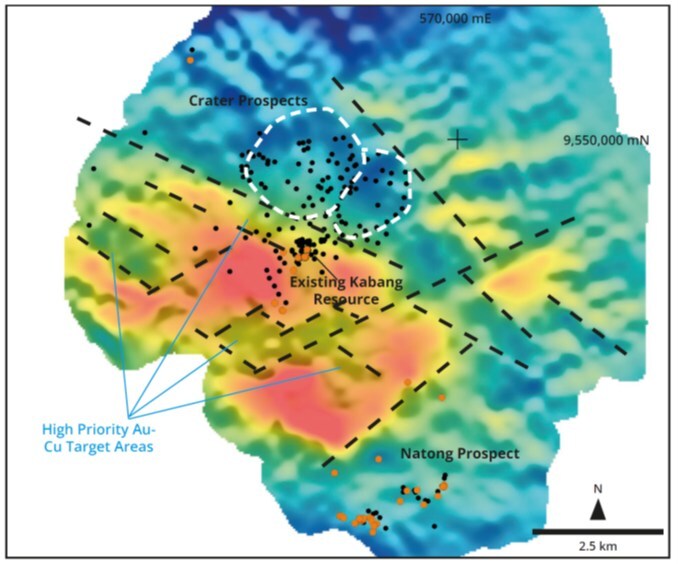 Figures 1 & 2 (1: upper & 2: lower): Feni Island project (rocks >0.5g/t Au – upper & >500ppm Cu - lower) with reprocessed magnetics data (to RTP) with newly identified prospective structures, many of which remain untested for drilling. High priority areas are identified due to the demagnetized signature. Historical drill holes shown black dots. (CNW Group/Adyton Resources Corporation) Figures 1 & 2 (1: upper & 2: lower): Feni Island project (rocks >0.5g/t Au – upper & >500ppm Cu - lower) with reprocessed magnetics data (to RTP) with newly identified prospective structures, many of which remain untested for drilling. High priority areas are identified due to the demagnetized signature. Historical drill holes shown black dots. (CNW Group/Adyton Resources Corporation)