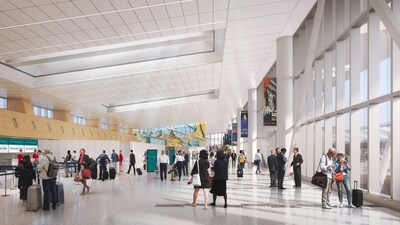 Rendering of the future Cathay Pacific check-in area at JFK Terminal 6