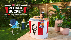 The Ruffles brand and KFC return with a limited edition cold plunge bucket to cool you off from their hottest and spiciest collab yet: Ruffles Double Crunch KFC Zinger potato chips