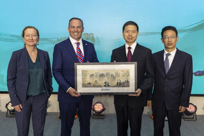 Left to right: Megan Owen, Ph.D, vice president of conservation science, San Diego Zoo Wildlife Alliance; Paul Baribault, president and chief executive officer, San Diego Zoo Wildlife Alliance; Lu Yongbin, secretary, China Conservation & Research Center for Giant Pandas; Dr. Li Desheng, chief scientist and deputy director, China Conservation & Research Center for Giant Pandas