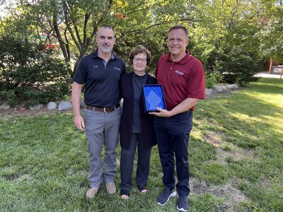 Norma Allee, wife of the late Dr. Gary L. Allee, with Dr. Aaron Gaines and Dr. Doug Webel
